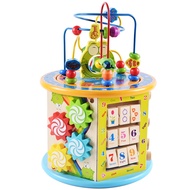 Altama Children Wooden Multi-function Puzzle Big Round Bead Treasure Box Early Learning Intellectual