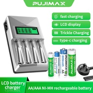 PUJIMAX AA AAA NI-MH battery Rechargeable battery LCD battery charger fast charge trickle charge