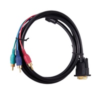 DS 1.5M 4.9Ft VGA 15 Pin Male ke 3 RCA RGB Male kabel adaptor V