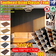 WPC Fluted Wall Panel 20pcs(66ft)Waterproof Wood Grain Decorative Slats TV Background Wall Hiasan Di