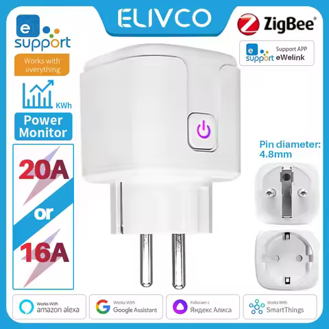 Zigbee eWelink Smart Plug,16A/20A Smart Socket,APP Remote Control,Power Monitoring Function,Support 