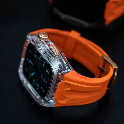 Transparent Modification Kit For Apple Watch Ultra 9 8 7 49mm 44mm 45mm Strap+Case For iWatch Series