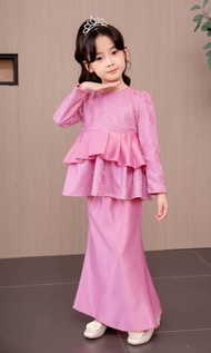 Baju Kurung Budak Peplum Kebaya Baju Raya 2026 Hitam Navy Nude