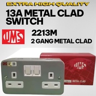 [READY STOCK] [SIRIM] UMS 2213M 2 GANG METAL CLAD SWITCH/ 13A 2 GANG METAL CLAD SWITCH SOCKET