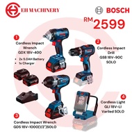 BOSCH HEAVY DUTY AUTOMOTIVE SOLUTIONS COMBO(CORDLESS IMPACT WRENCH/IMPACT DRILL/VERILED LIGHT)GDX 18V-400/GSB 18V-90C