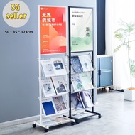 Magazine Newspaper Leaflet Brochures Display Rack Floor Standing Display Stand Flyer Holder