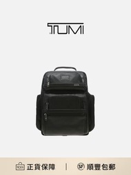 TUMI  Alpha 3 商務休閒拉鏈皮革電腦雙肩背包 男款黑色 [平行進口]