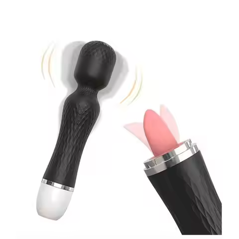 lesbian massage wand vibrator with tongue licking sexual products