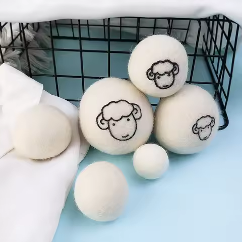 6Pcs Reusable Wool Dryer Balls Clothes Softener Laundry Fleece Dryer Ball Kit Home Clothes Dryer Was