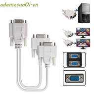 ADAMESUO VGA Adapter, Male To 2 Female 15 PIN SVGA Adapter, Monitor Extension Splitter Design 25cm L