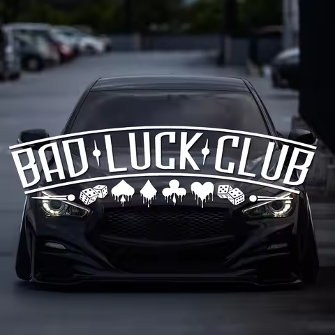 JDM Rear Window Car Decal Windshield Sticker Banner Rocker Side Back Window Bad Luck Club Suits Dice