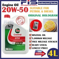 FIS Original Castrol GTX Engine Oil 20W50 Minyak Hitam Enjin Kereta Lama 4Liter