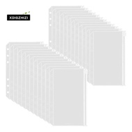 50PCS A6 Binder Pockets 6 Holes Binder Pouch for 6-Ring Binder PVC Cash Budget Envelopes Zipper Bag