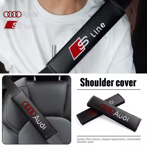 1/2Pcs Carbon fiber Car Seat Belt Pads Seat Shoulder Strap Pad Accessories For Audi A1 A2 A3 A4 A5 A