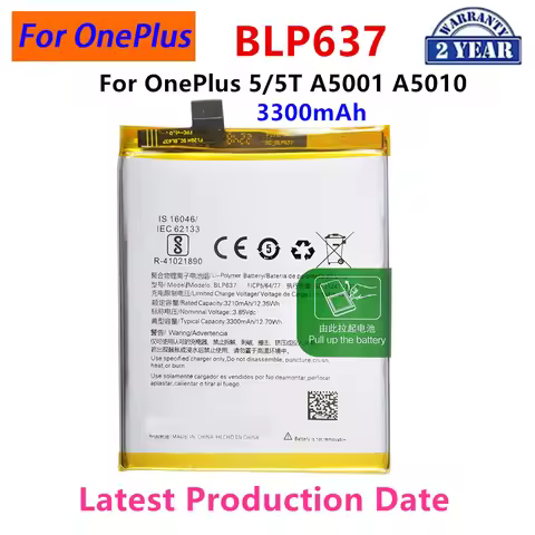 100% Orginal BLP637 3300mAh Replacement Battery For OnePlus 5/5T A5001 A5010 Genuine Latest Producti