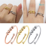 Mary Stainless Steel Anxiety Fidget Ring Anxiety Ring with Beads Stress Relief Ring