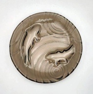 窯燒玻璃盤 雙魚戲水盤 琉璃盤