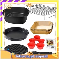 【W】Square Air Fryer Accessories 9 Inch, for Cosori Ninja Phillips Tower Pot Tefal Etc 5.6-7.5L Deep Basket Airfryer
