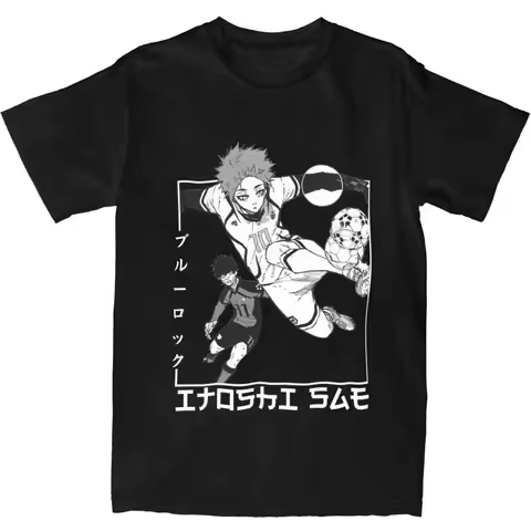 Men's T Shirt Itoshi Sae Blue Lock In Japanese T Shirts Hip Hop Anime Summer Tee Shirt Vintage Patte