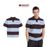 PK01 - "MAZIC" FW25 KNIT POLO WOOL SHORT SLEEVES SKY BLUE W/ BROWN ACCENTS EXCLUSIVE