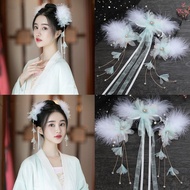 Hanfu Headdress Antique Feather Hair Clip Streamer Tassel Hair Accessories