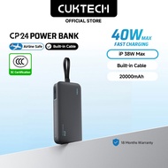 【3C  Certification】CUKTECH 20000mAh 40W Fast Charging Built-in Cable Powerbank iP 38W Max Xiaomi 33W