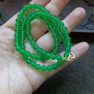 Ty Apple Green Mountain Jade Necklace Sweater Chain Mother Chain Full Green Mountain Jade Ice Seed S