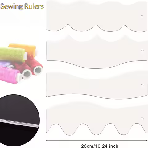 4pcs Wave Edge Rulers Transparent Acrylic Sewing Rulers Quilting Stencils Wave Rulers for Patchwork 