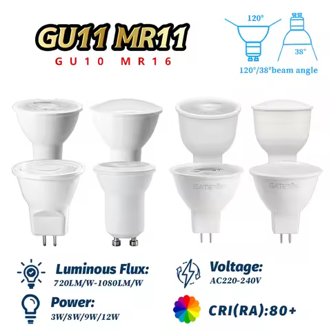 10-50 Pack Led Spotlight GU11 MR11 GU10 GU4 GU5.3 220V 240V Bulb Foco Lights 3W-12W Equivalent 75W f