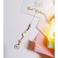 Simple Phone strap & charm - Pearls + Custom Initial Letter