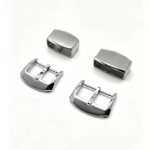 Stainless Steel Brushed Tang Buckle Set With Watch Strap Keeper For Seiko 5 Sports Presage Prospex R