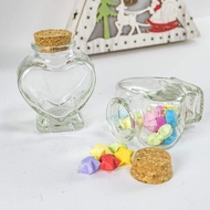 Heart Glass Bottle Wish Bottle Transparent Glass Jar With Cork Heart Shaped For Storage Gift