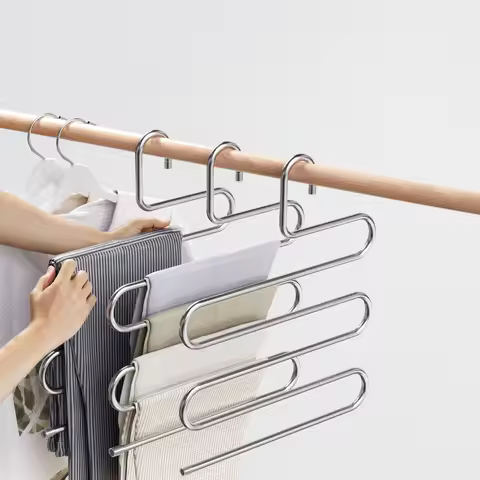 Stainless Steel Pants Rack Five-Layer Multi-Functional Hanger Multi-Layer Pants Storage Rack Home Or