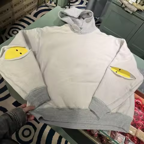 Oversized Kapital Hoodies Cotton Cut Off Sleeve Yellow Face Two Sided Sweatshirts Casual Street Loos