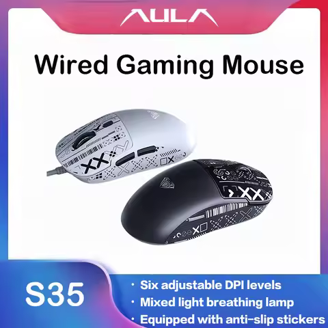 AULA S35 Wired Gaming Mouse 1000HZ Rate of Return Macro Programming Drive Ergonomic Esports Peripher