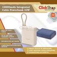 Xiaomi 10000mAh Power Bank Integrated Cable 33W Input Fast Charging Powerbank Built-in USB-C Cable