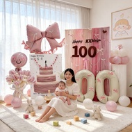 F Family Living Room Male Female Baby Hundred Days Birthday Decoration Scene Decoration Balloon Part