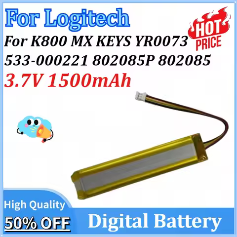 3.7V 1500mAh Keyboard and Mouse Battery For Logitech K800 MX KEYS YR0073 533-000221 802085P 802085 5