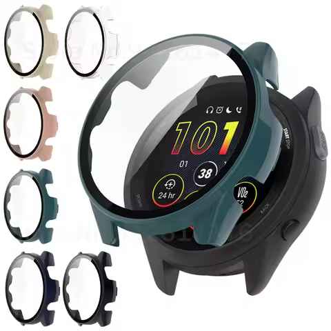 Hard Edge PC Case For Garmin Forerunner 265 265s 255 255s 955 Protective Cover Screen Protector Glas