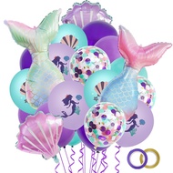(hocanparty) (22pc) SET MERMAID BIRTHDAY DECORATION BALLOONS MERMAID THEME BALLOONS BIRTHDAY PARTY D