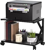 2 Level Printer Stand, Printer Desk with Lockable Wheels, Mobile Printer Trolley, Printer Holder Ind