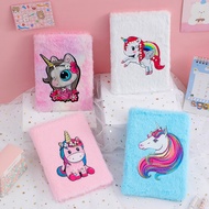 Cute unicorn notebook with fur cover / sequins / beads - A5 size