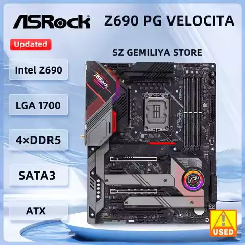 Asrock Z690 PG VELOCITA Motherboard Intel Z690 DDR5 LGA1700 192GB M.2 ATX support i7-14790 i5-14600 