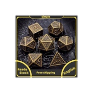 【Avo Shop123】 D&D Metal Dice Set 7PCS DND Dice of D20 D12 D10 D8 D6 D4 for Dungeons and Dragons RPG 