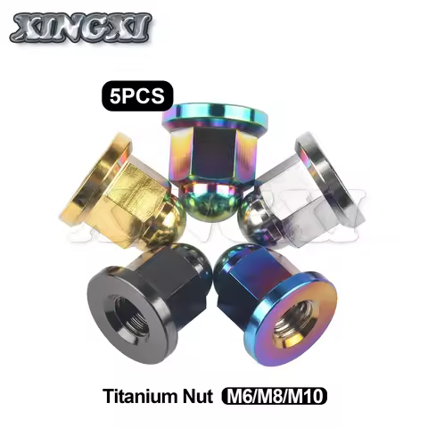 Xingxi 5PCS M6X1.0mm/ M8X1.25mm/ M10X1.25mm Pitch Ti Titanium Dome Nut Motorcycle Nut