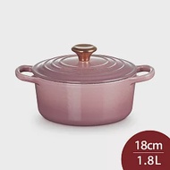 Le Creuset 典藏圓形鑄鐵鍋 湯鍋 燉鍋 炒鍋 18cm 1.8L 錦葵紫 銅頭 法國製