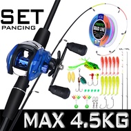 Local Malaysia Fishing Rod and Reel Set Mancing Casting Mesin Pancing Rod Casting Soft Plastic Joran