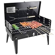 Set Alat Pemanggang Boleh Lipat Besi Tahan Karat BBQ Stainless Steel Foldable BBQ Grill Charcoal Roast Barbecue Pan