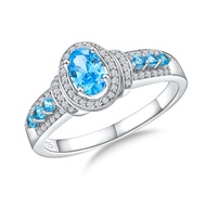 DAYBYDAY Birthstone Rings for Women 925 Sterling Silver/Yellow Gold Plated Gemstome Oval Engagement 