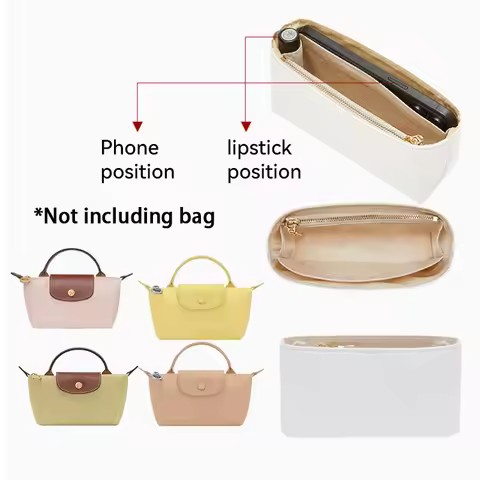 Felt/Nylon/Dupont Paper Organizer Insert Bage Inner For Longchamp Mini Size Pouch Bag Support Hand B